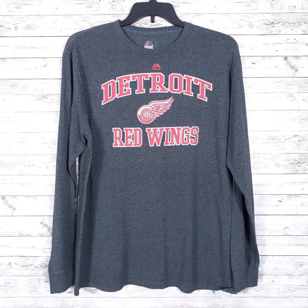 Detroit Red Wings Mens Long Sleeve Tee XL Gray 578
